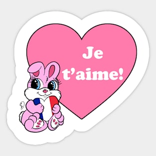 "Je T'aime!" Bunny (French) Sticker